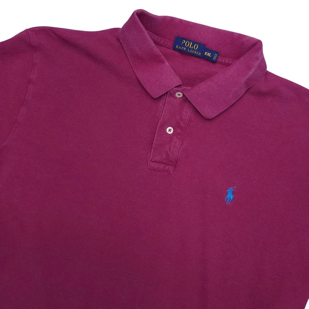 Polo Ralph Lauren Polo Shirt Mens 2XL Pink‎ Solid Cotton Pony Logo Casual Top